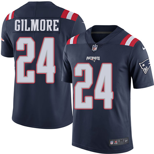Nike Patriots #24 Stephon Gilmore Navy Blue Men's Stitched NFL Limited Rush Jersey - Click Image to Close